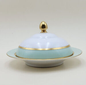 Tirschenreuth Clyde Porcelain Butter Dish Mint Green 4245 Mid-Century
